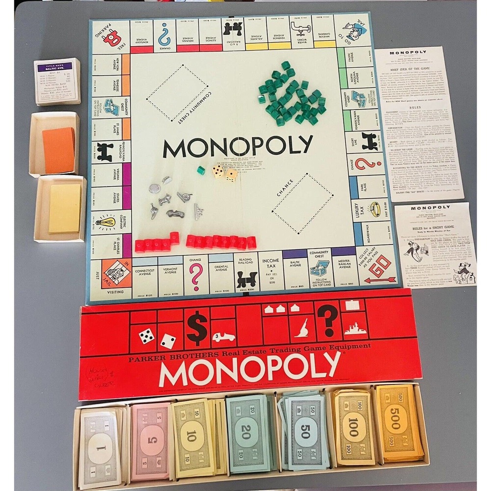 Vintage 1961 Monopoly Board Game by Parker Brothers Classic Original